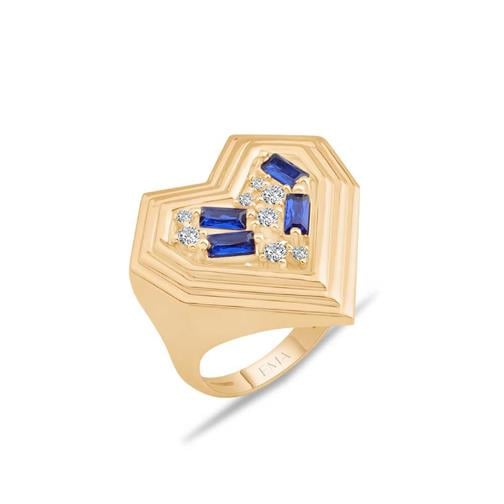 Kalp Yeşil Baget Taşlı Yüzük