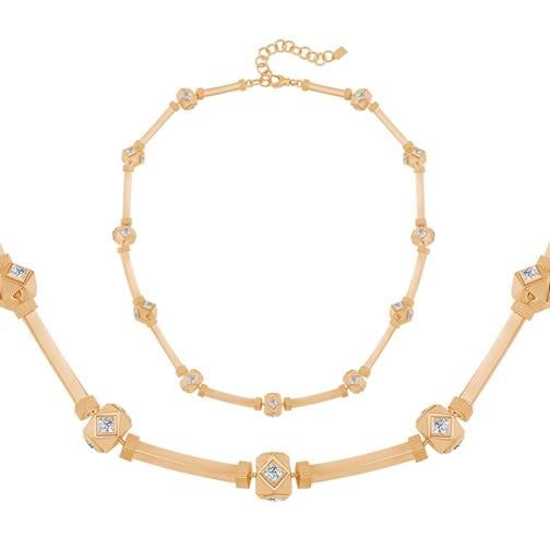 Kare Taşlı Silindir Kolye