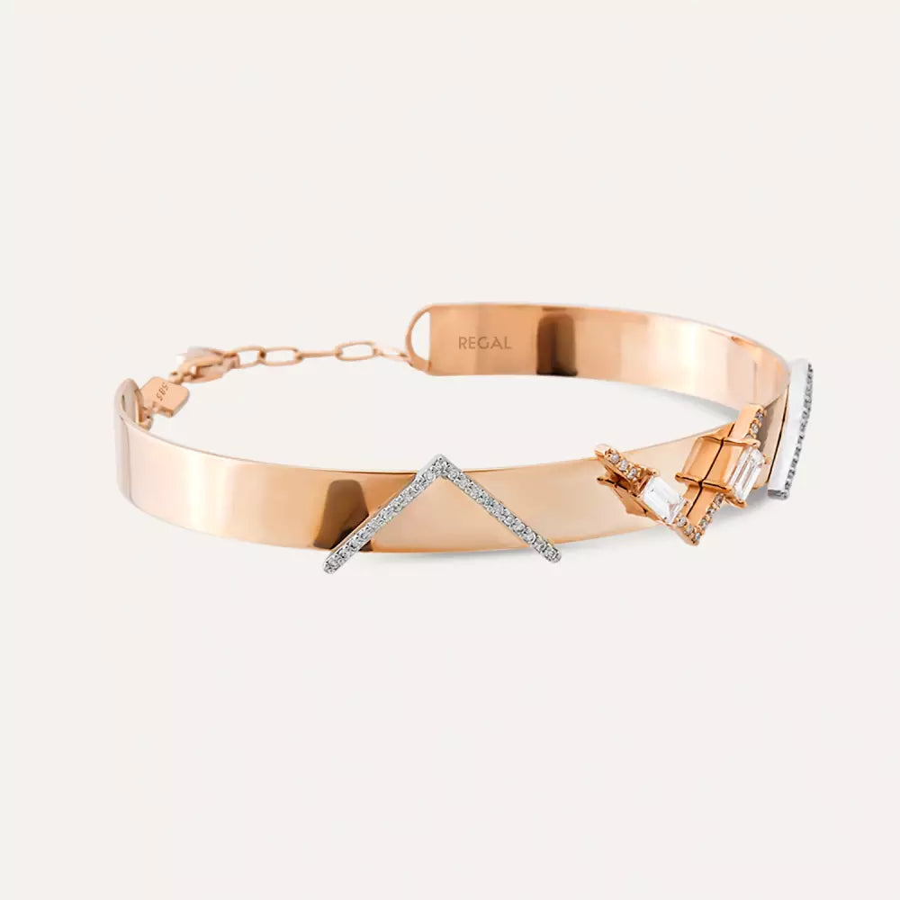 Karen Baget Kesim Pırlanta Taşlı Rose Altın Bileklik