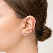Karla Markiz Kesim Yakut ve Pırlanta Taşlı Rose Altın Halka Piercing