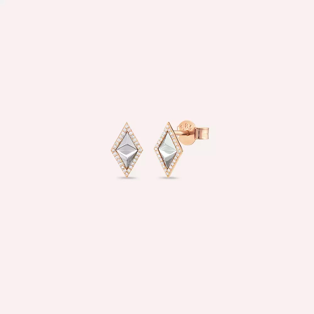 Kiara 0.28 CT Pırlanta Taşlı Rose Altın Küpe