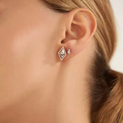 Rhomb 0.28 CT Pırlanta Taşlı Rose Altın Küpe