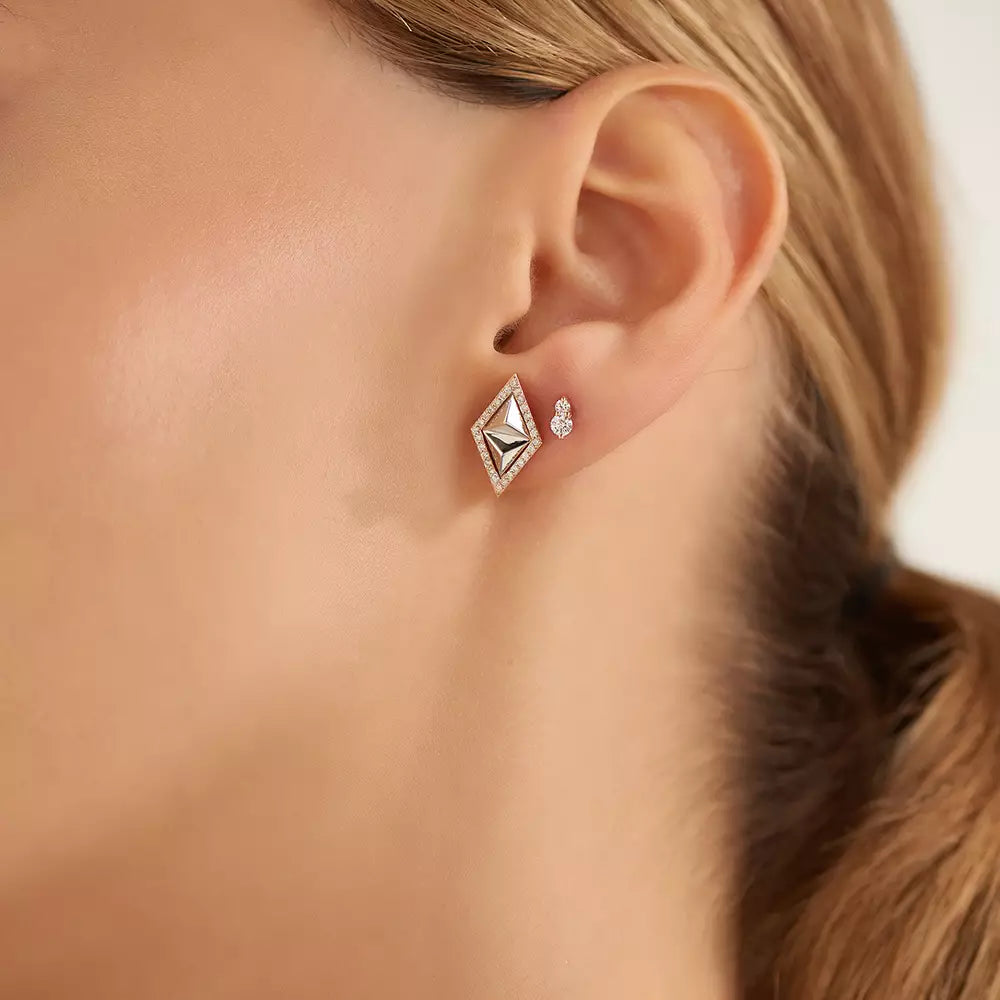 Kiara 0.28 CT Pırlanta Taşlı Rose Altın Küpe