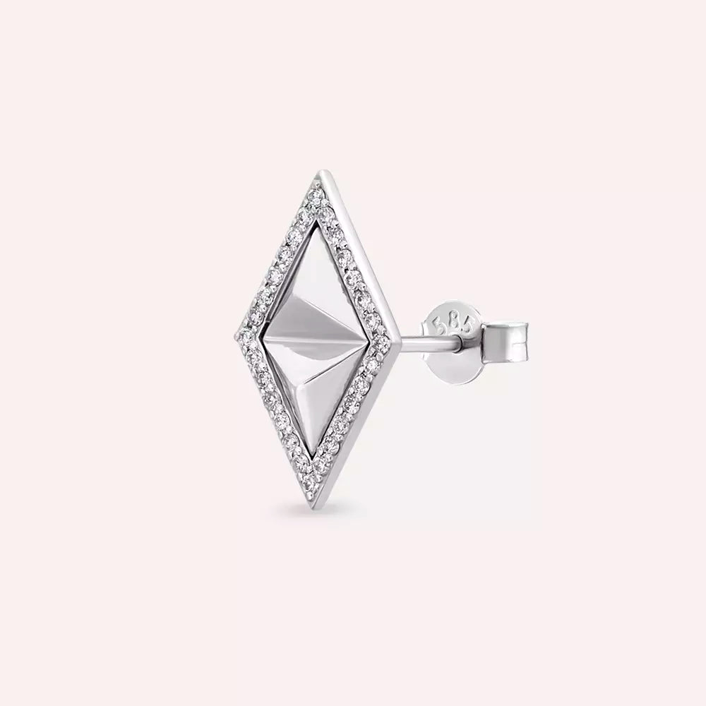 Kiara Pırlanta Taşlı Beyaz Altın Tek Küpe