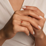 Cherry Mineli Çiçek Ayarlanabilir Zincirli Altın Yüzük (Çift Taraflı Kullanım)