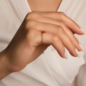 Cherry Mineli Çiçek Ayarlanabilir Zincirli Altın Yüzük (Çift Taraflı Kullanım)