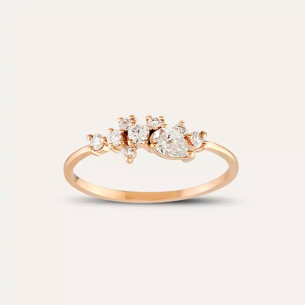 Rina 0.46 CT Pırlanta Taşlı Rose Altın Yüzük
