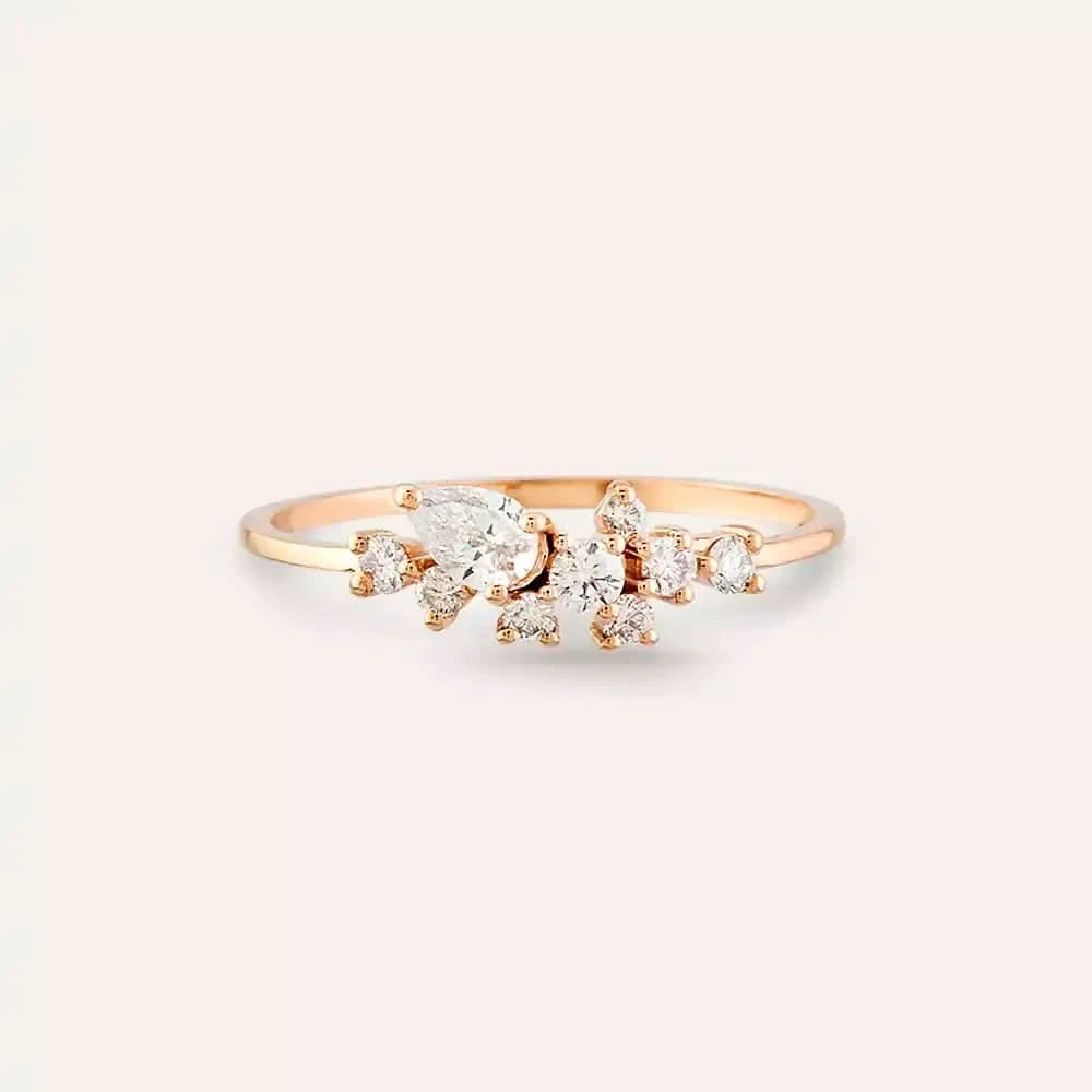 Kleio 0.46 CT Pırlanta Taşlı Rose Altın Yüzük