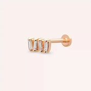 Knit Pırlanta Taşlı Rose Altın Piercing