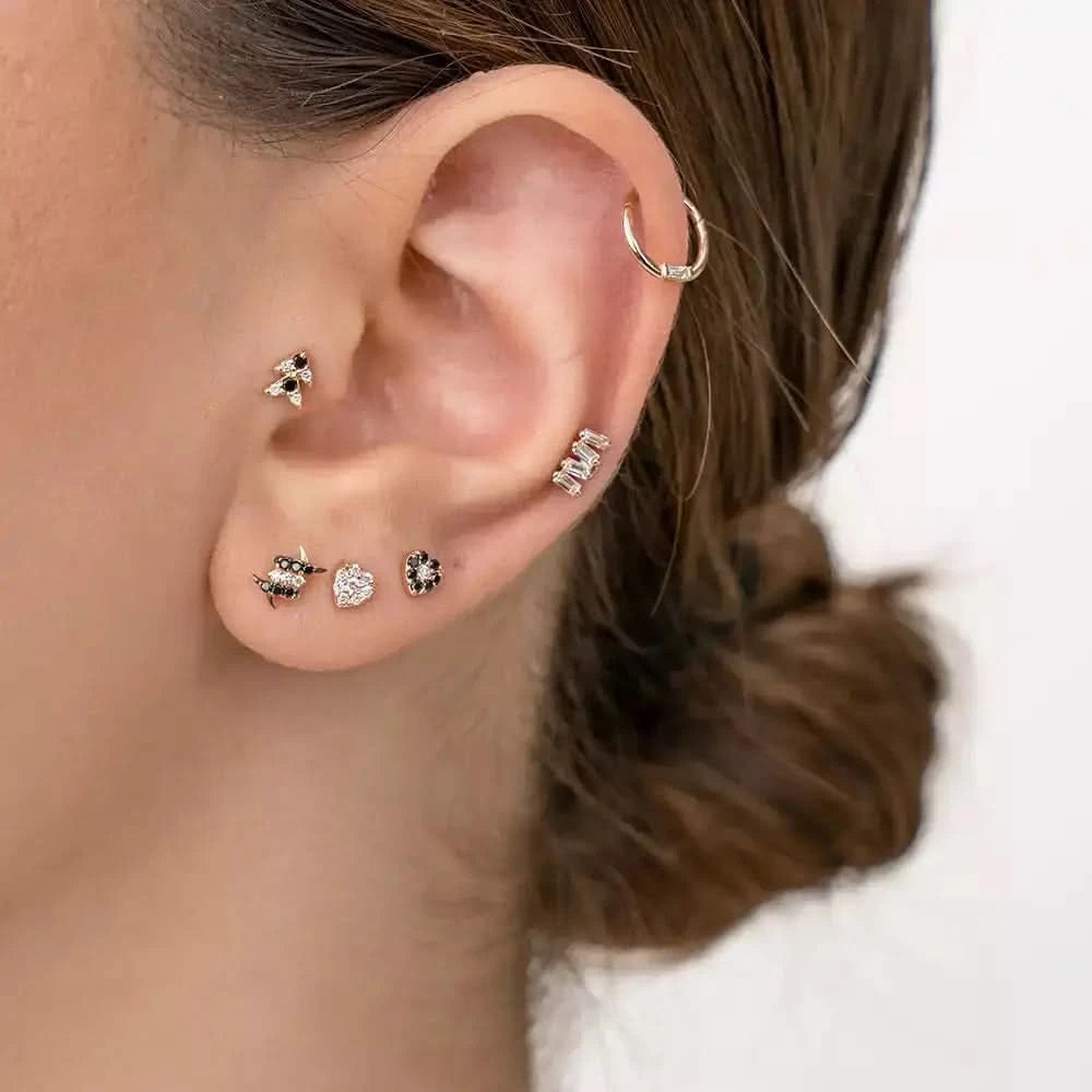 Knit Pırlanta Taşlı Rose Altın Piercing