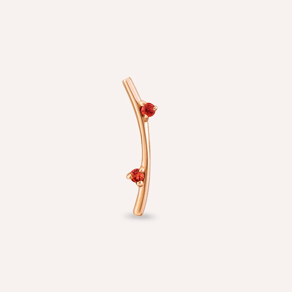 Koza Orange Safir Taşlı Rose Altın Piercing