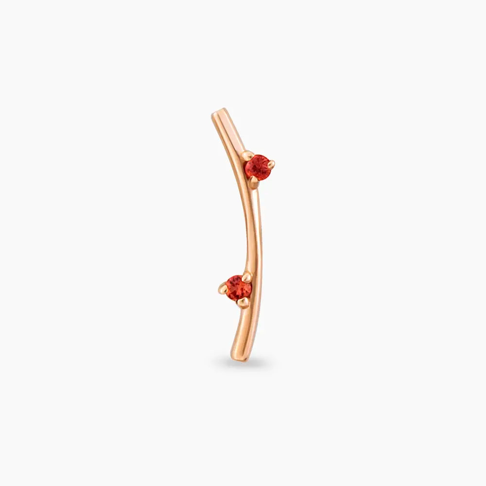 Koza Orange Safir Taşlı Rose Altın Piercing