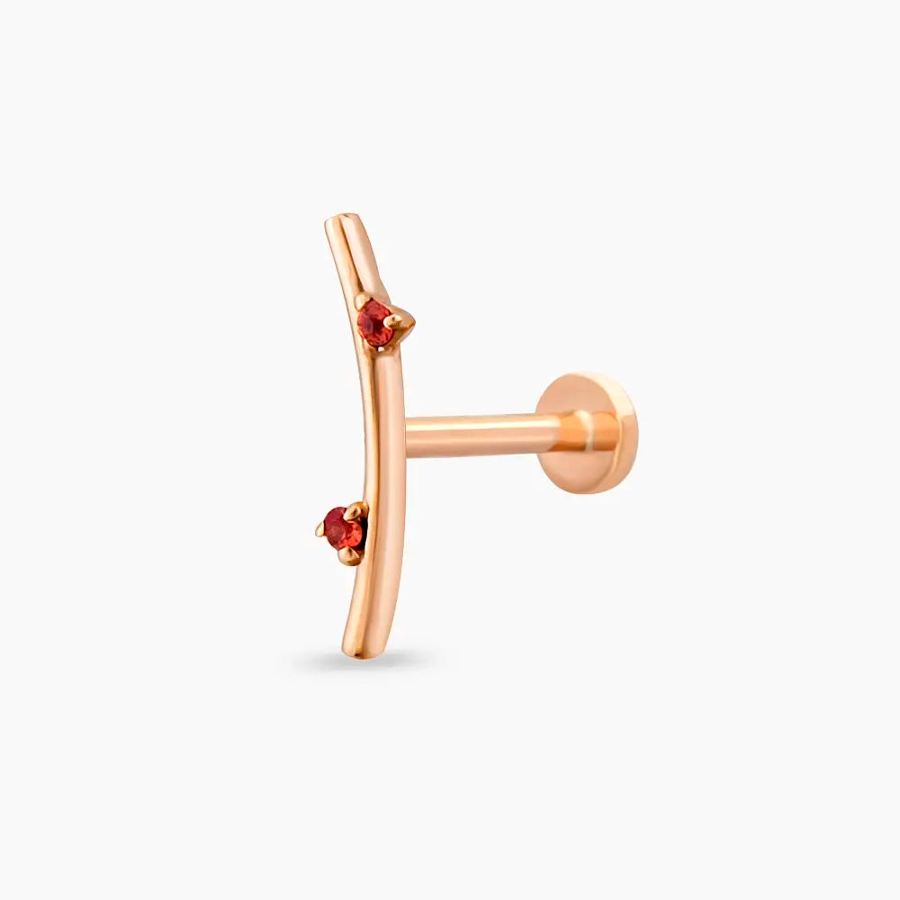 Koza Orange Safir Taşlı Rose Altın Piercing