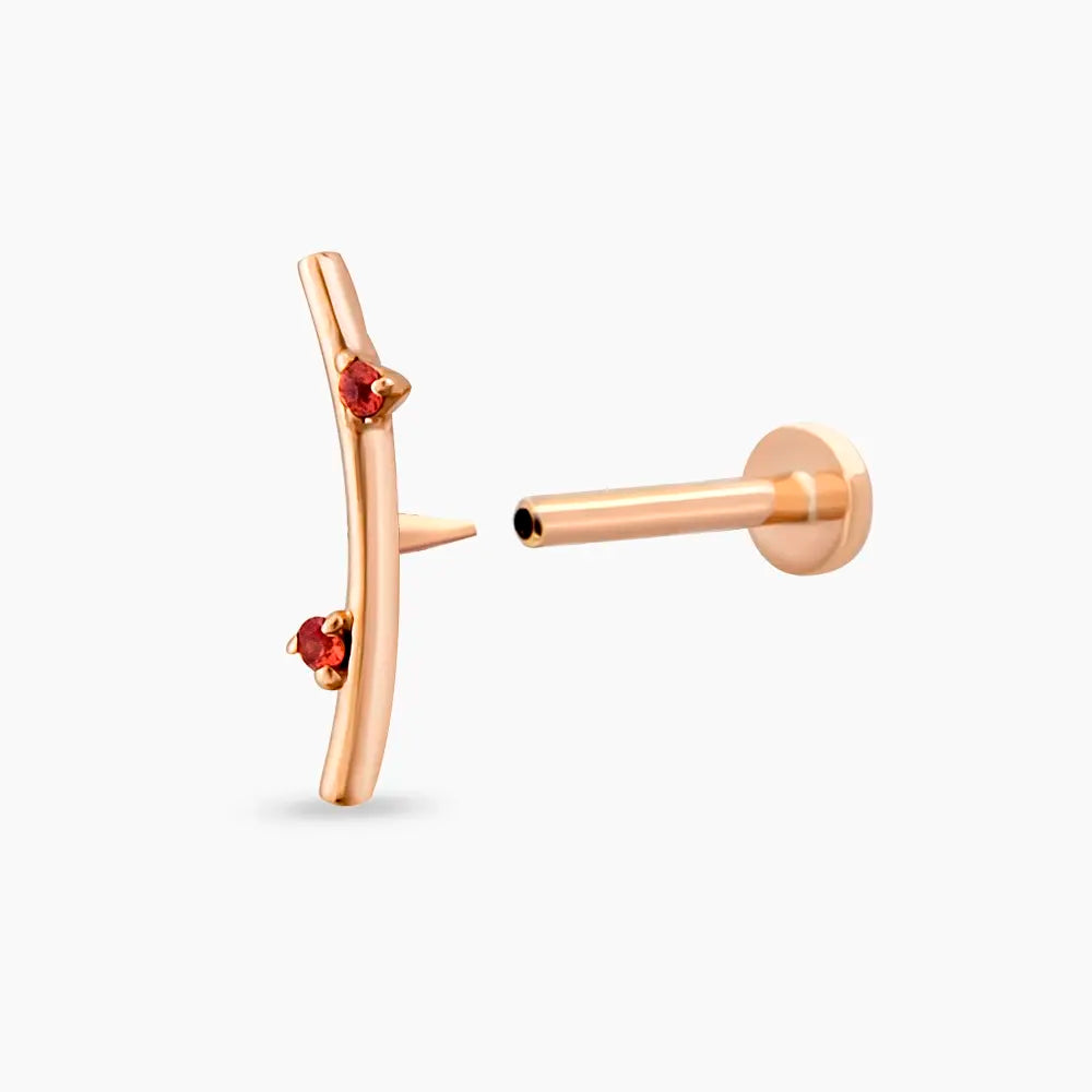 Koza Orange Safir Taşlı Rose Altın Piercing