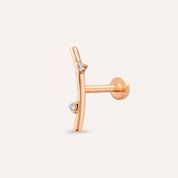 Koza Pırlanta Taşlı Rose Altın Piercing