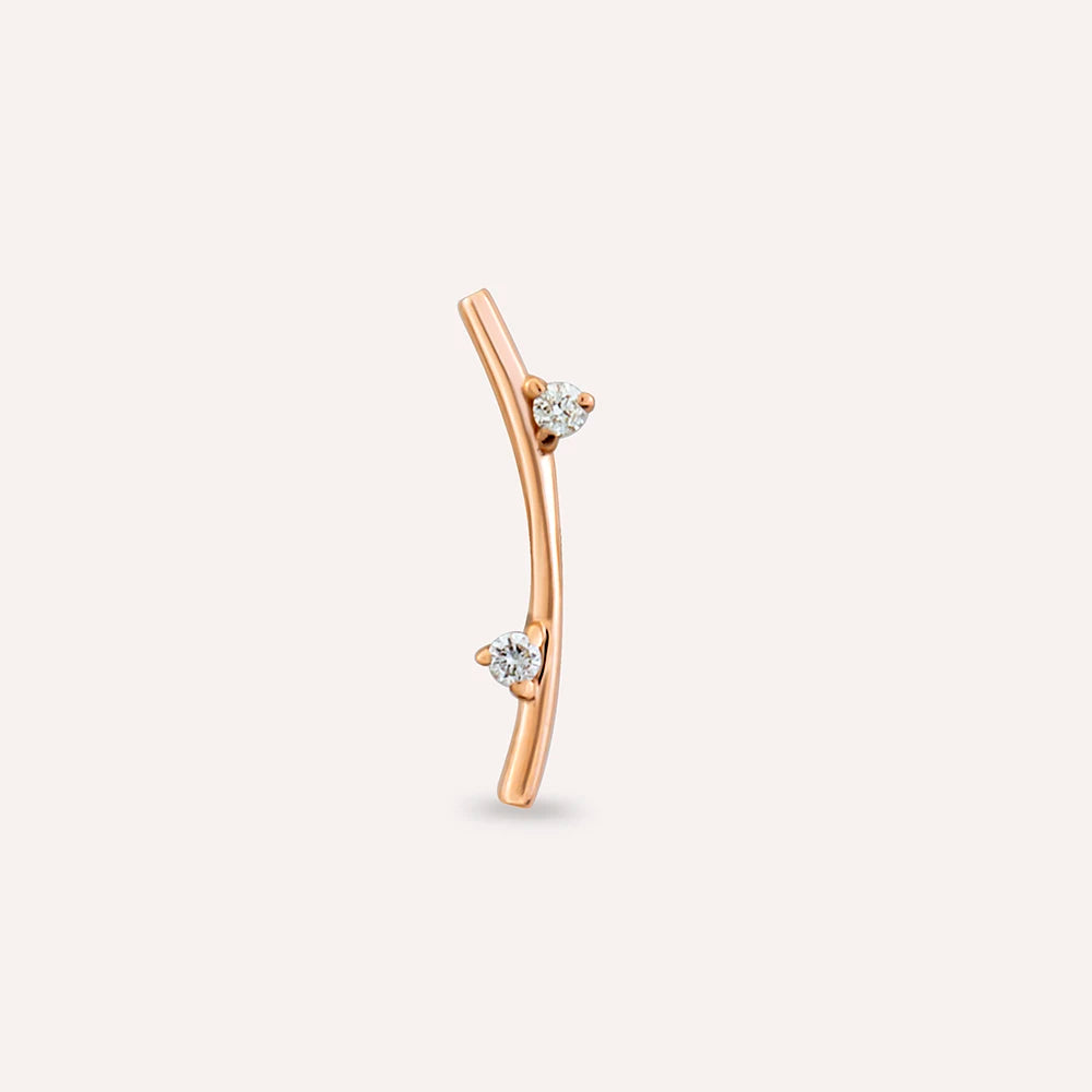 Koza Pırlanta Taşlı Rose Altın Piercing