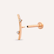 Koza Pırlanta Taşlı Rose Altın Piercing