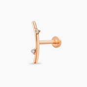 Koza Pırlanta Taşlı Rose Altın Piercing
