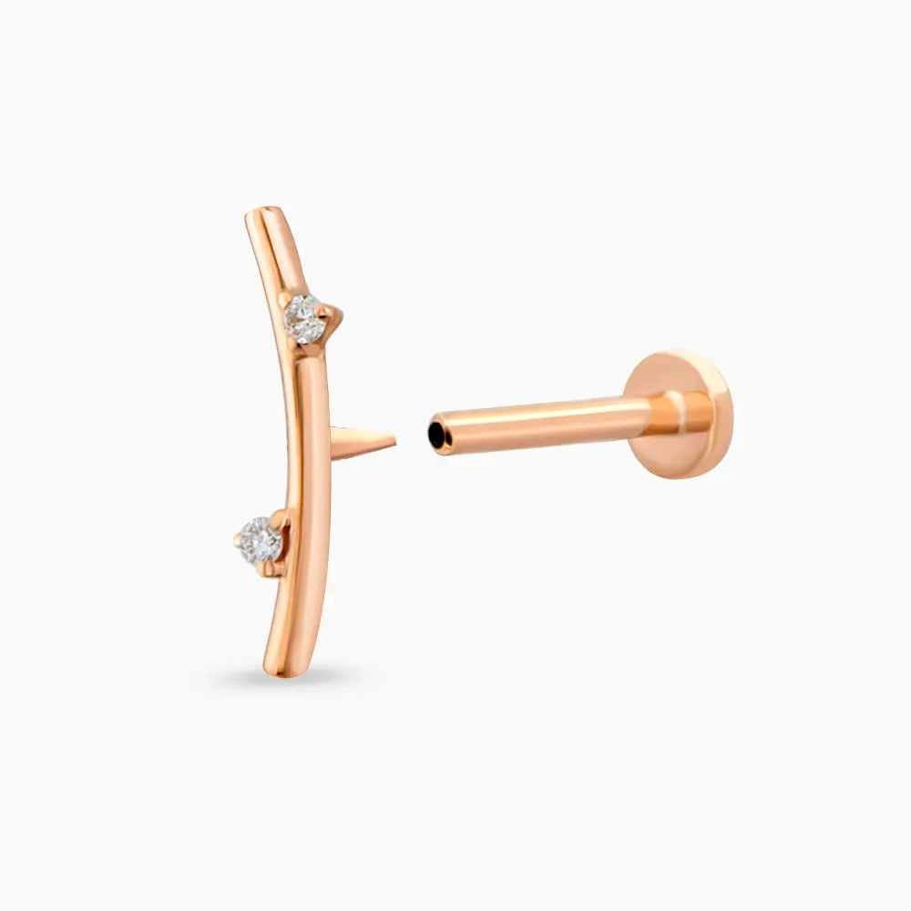 Koza Pırlanta Taşlı Rose Altın Piercing