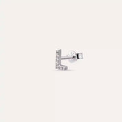 L Harf Pırlanta Taşlı Beyaz Altın Tek Küpe