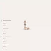 L Harf Pırlanta Taşlı Rose Altın Tek Küpe