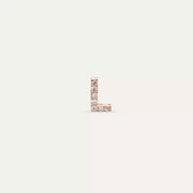 L Harf Pırlanta Taşlı Rose Altın Tek Küpe