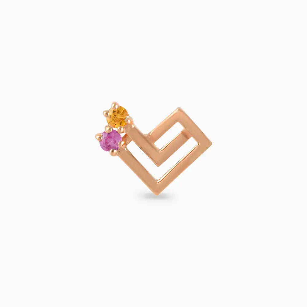 Labyrinth Multicolor Safir Taşlı Rose Altın Piercing