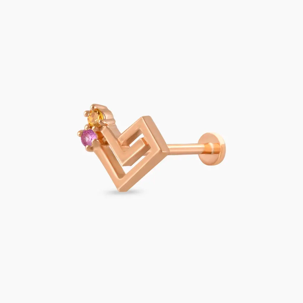 Labyrinth Multicolor Safir Taşlı Rose Altın Piercing