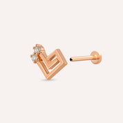 Labyrinth Pırlanta Taşlı Rose Altın Piercing