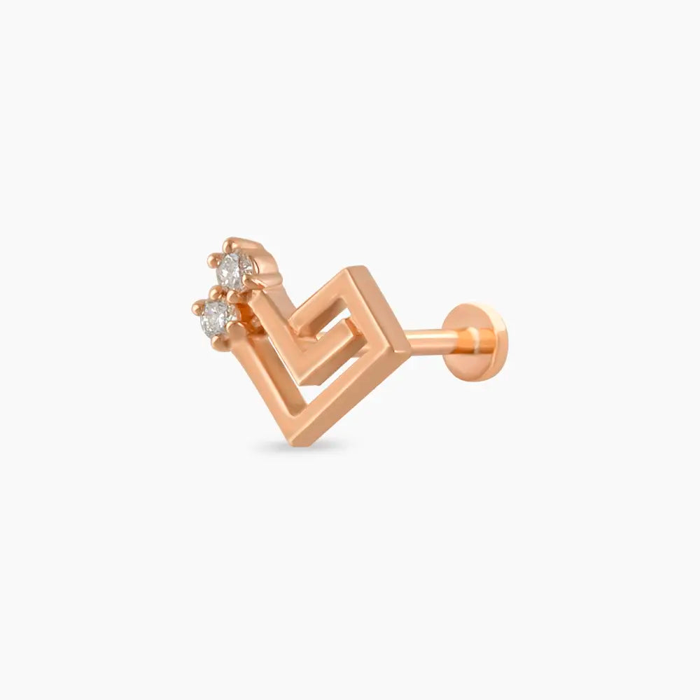 Labyrinth Pırlanta Taşlı Rose Altın Piercing