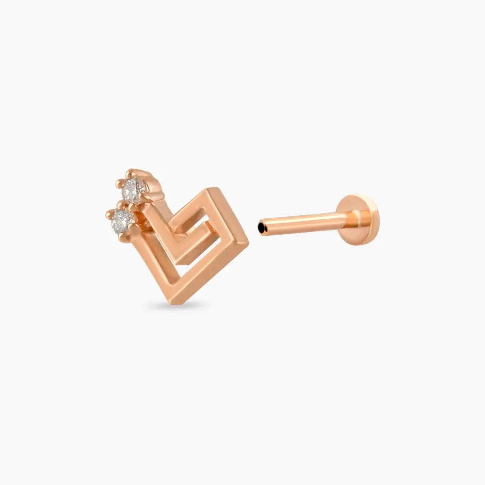 Labyrinth Pırlanta Taşlı Rose Altın Piercing