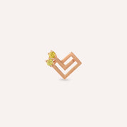 Labyrinth Yellow Safir Taşlı Rose Altın Tek Küpe