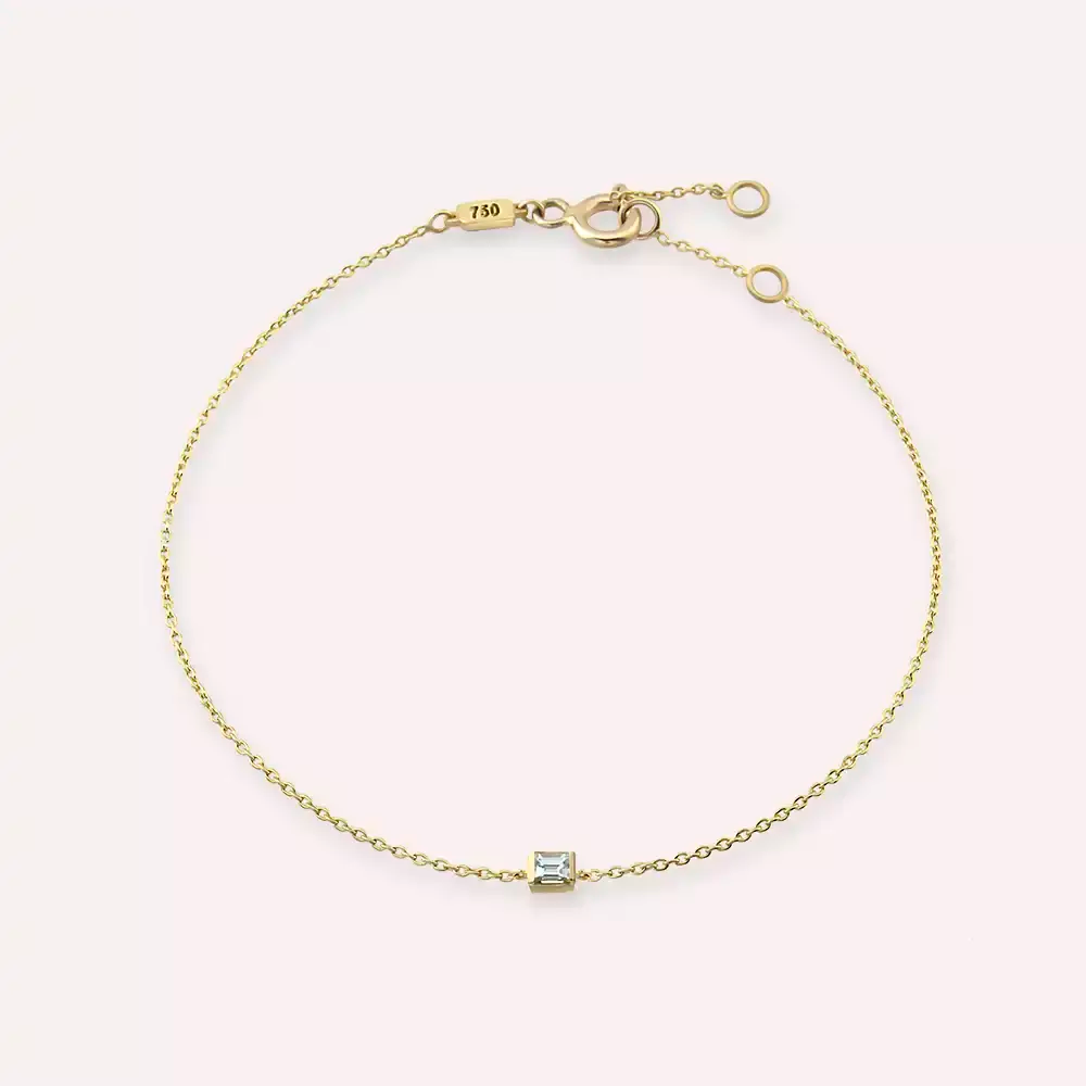 Lana Pırlanta Taşlı Sarı Altın Bileklik