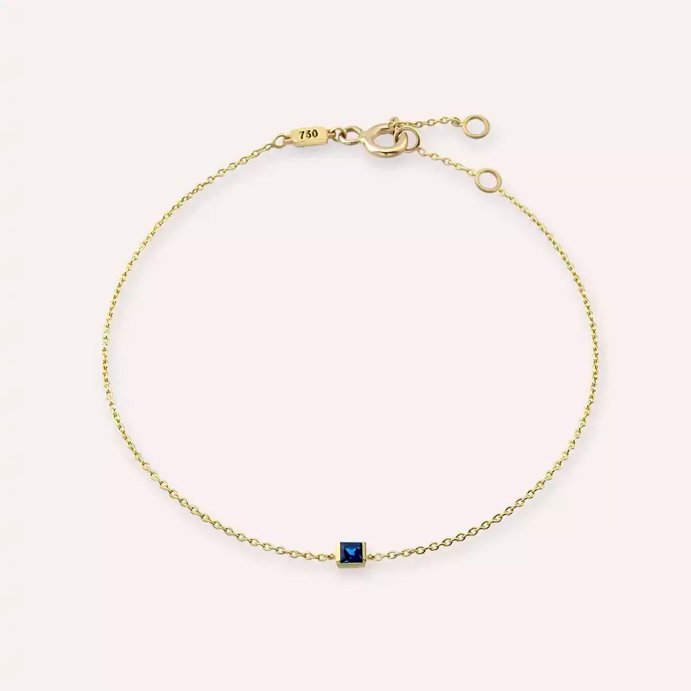 Lana Safir Taşlı Sarı Altın Bileklik