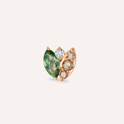 Laurel Green Safir ve Brown Pırlanta Taşlı Rose Altın Piercing