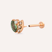 Laurel Green Safir ve Brown Pırlanta Taşlı Rose Altın Piercing