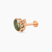 Laurel Green Safir ve Brown Pırlanta Taşlı Rose Altın Piercing