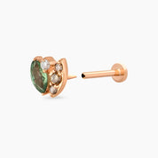 Laurel Green Safir ve Brown Pırlanta Taşlı Rose Altın Piercing