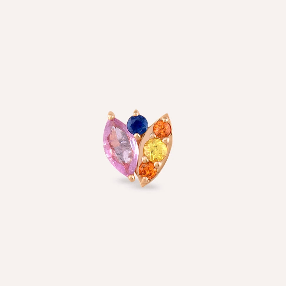 Laurel Multicolor Safir Taşlı Rose Altın Piercing