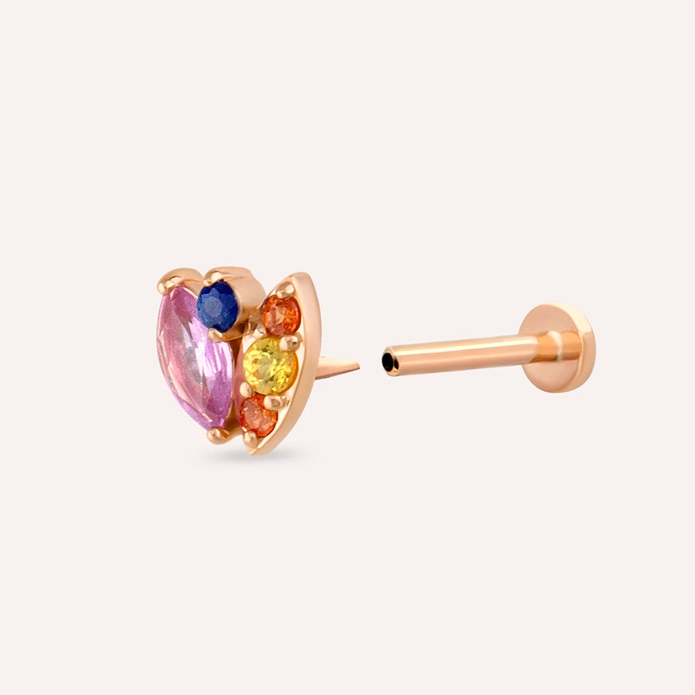 Laurel Multicolor Safir Taşlı Rose Altın Piercing