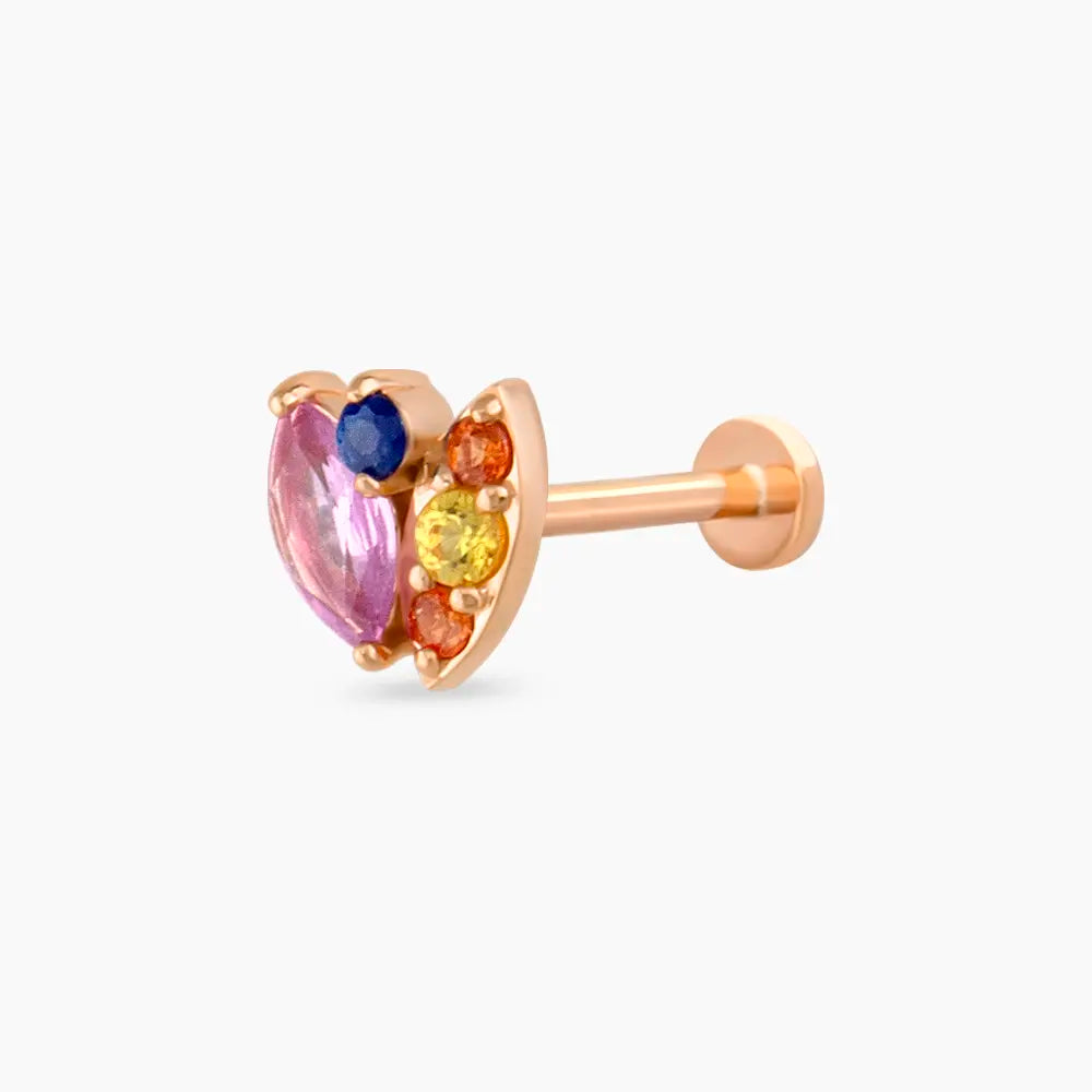 Laurel Multicolor Safir Taşlı Rose Altın Piercing