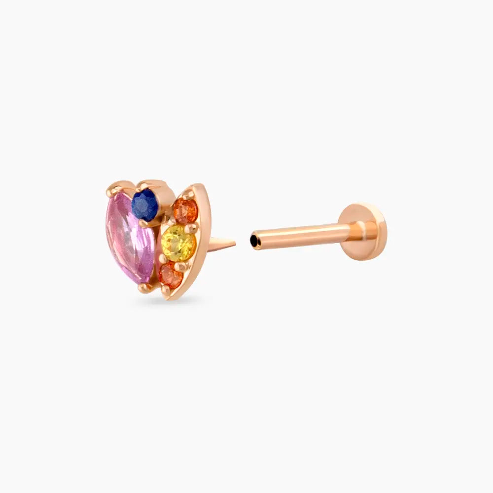 Laurel Multicolor Safir Taşlı Rose Altın Piercing