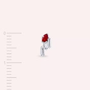 Lea Red Safir ve Baget Pırlanta Taşlı Beyaz Altın Tek Küpe