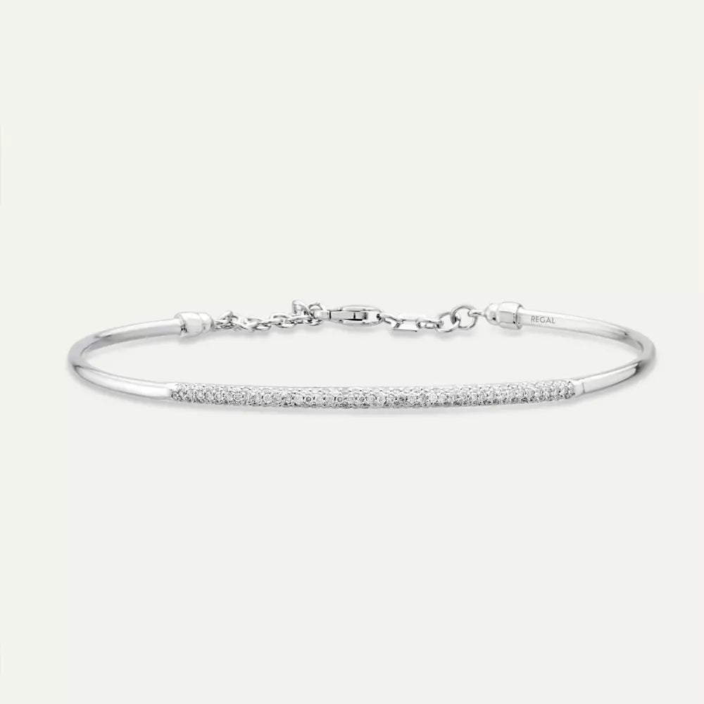 Lean Pırlanta Taşlı Beyaz Altın Bileklik