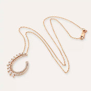 Leavi Pırlanta Taşlı Rose Altın Kolye