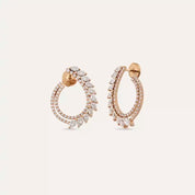 Leavi Pırlanta Taşlı Rose Altın Küpe