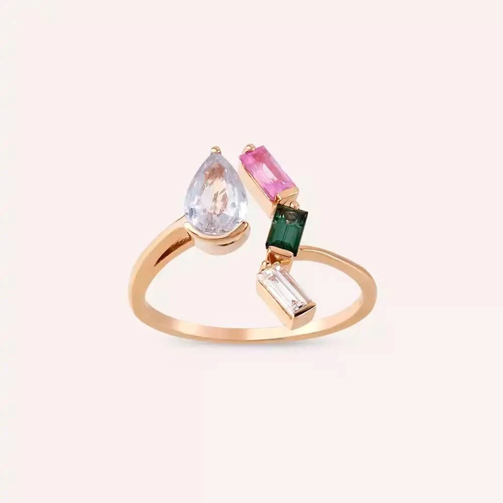 Legame 1.45 CT Multicolor Safir ve Pırlanta Taşlı Rose Altın Yüzük