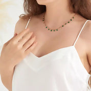 Lepton Pırlanta Taşlı ve Yeşil Mineli Kolye