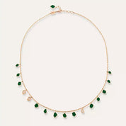 Lepton Pırlanta Taşlı ve Yeşil Mineli Kolye