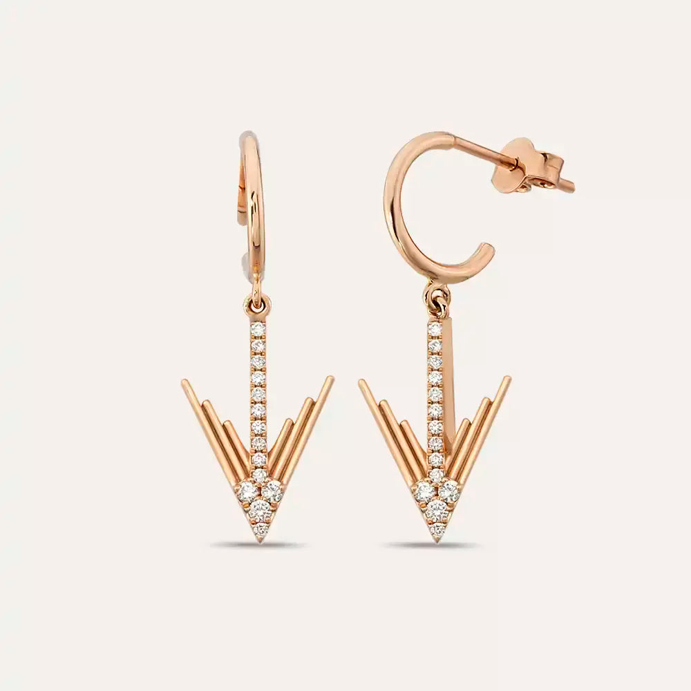 Luvia  Pırlanta Taşlı Rose Altın Küpe